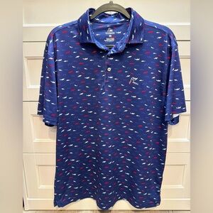 Rhoback The Shark Men's Navy Polo Shirt, Size Medium.